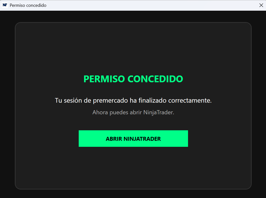 Apertura de la plataforma de trading