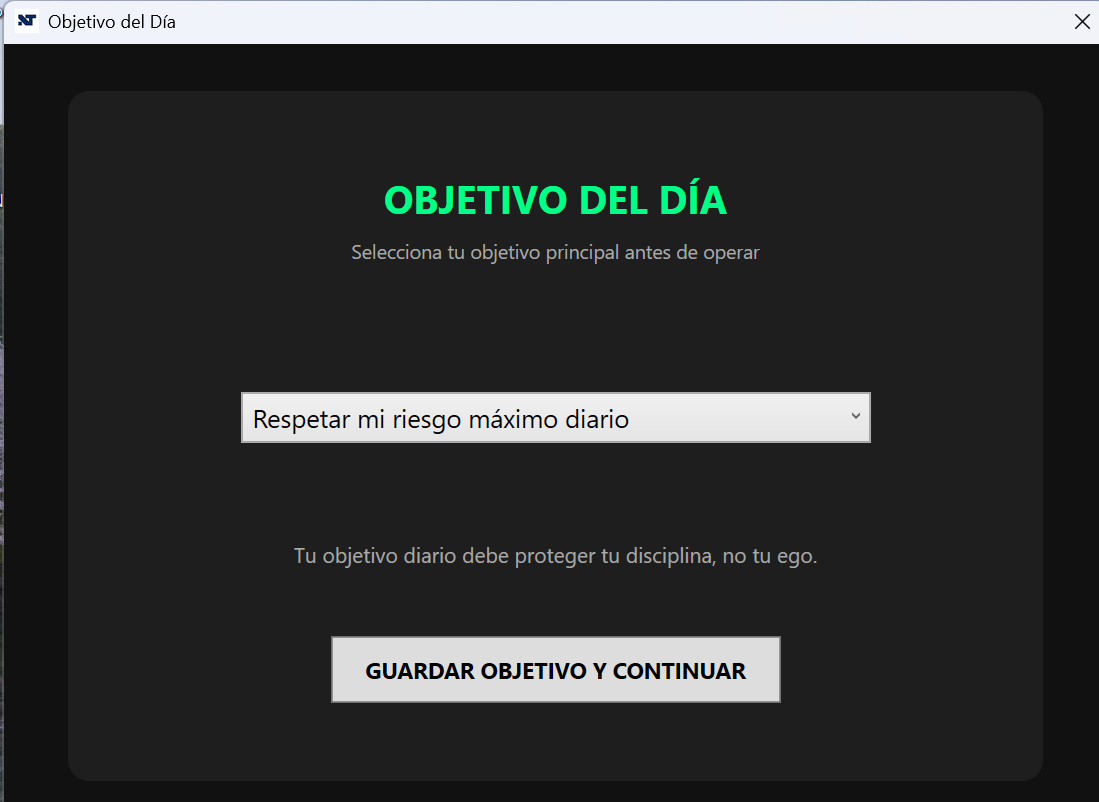 Pantalla de objetivo diario de Premarket Guardian PRO